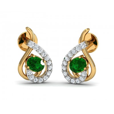 Sely Emerald & diamond earrings in hallmarked gold